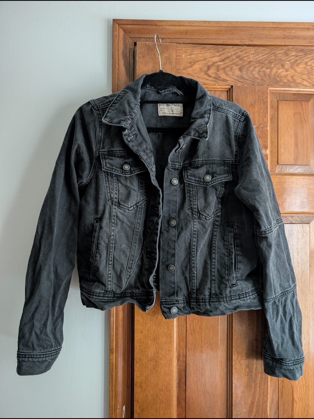 We The Free Black Washed Denim Jacket